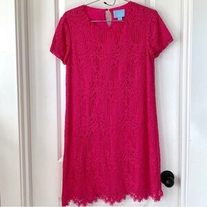CeCe | Hot Pink Lace Scalloped Sheath Dress